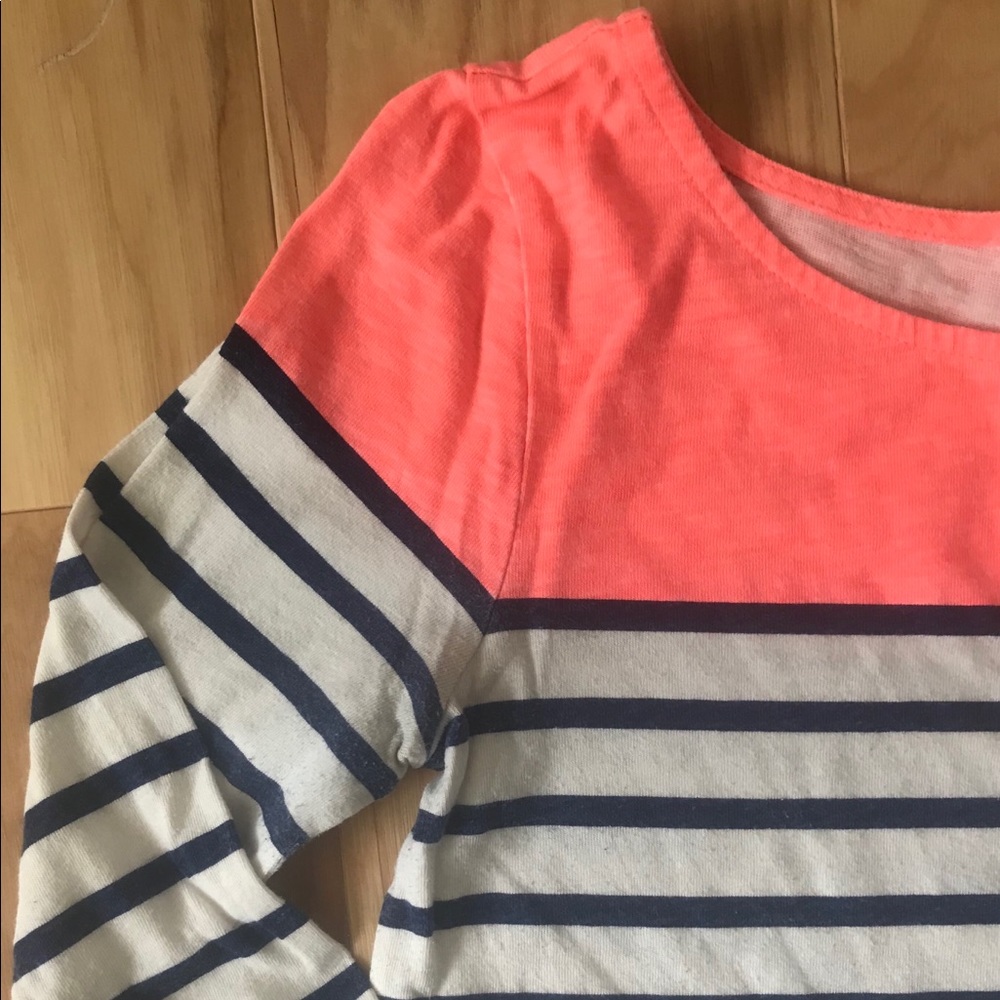 J. Crew Coral, Navy, and White Stripe Tee - Picture 3 of 4